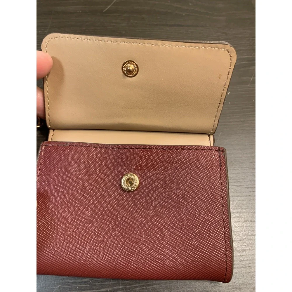 Anne Klein Red Faux Leather Coin Purse/Card Wallet/Key‎ Chain Zipper EUC